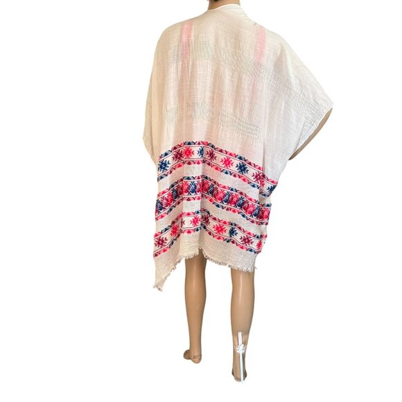 Handwoven Boho Kimono Cardigan Wrap Swim Coverup Boho Cotton One Size Fits Most - Picture 7 of 7